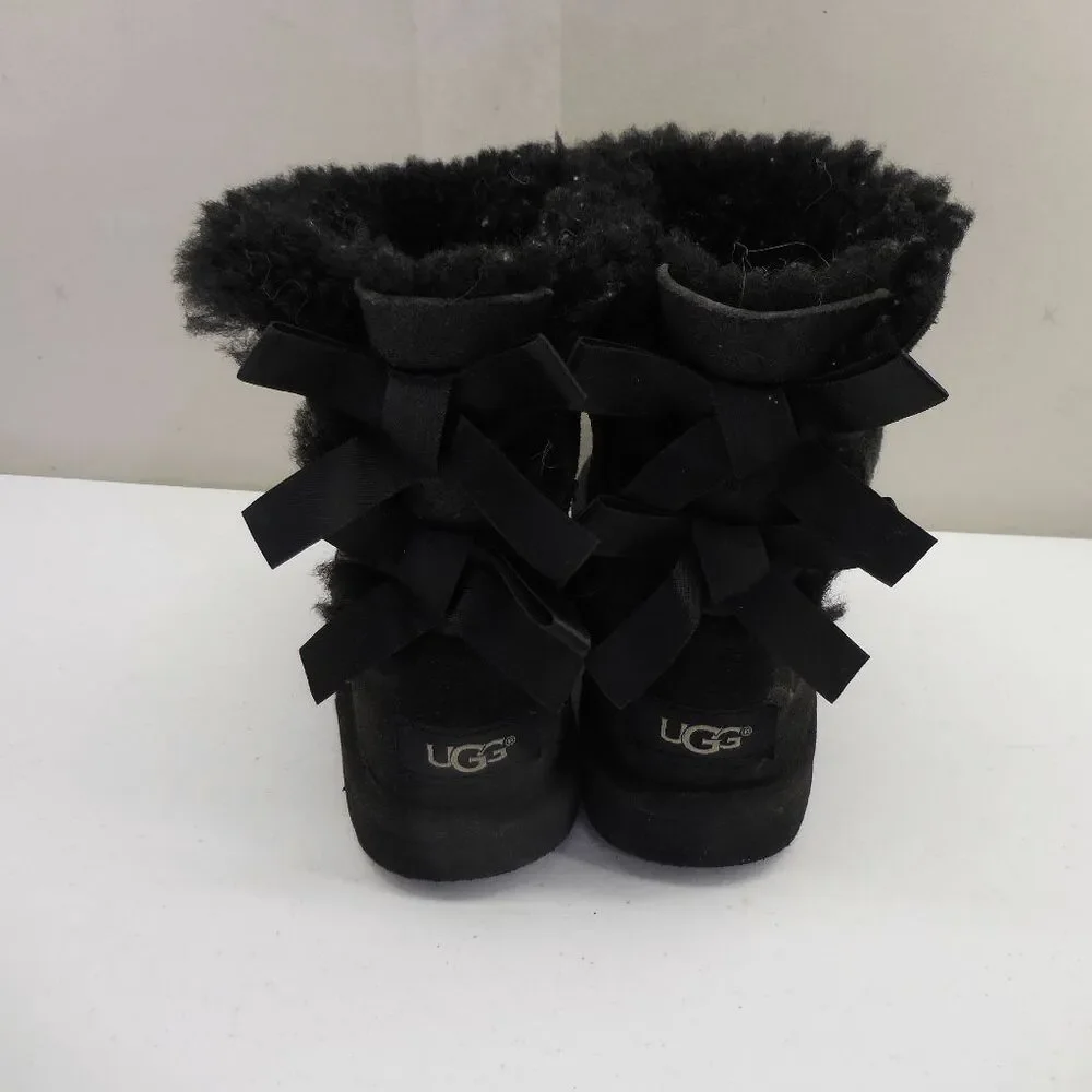 UGG Australia Bailey Bow Todler's Size 12 US Black‎ Suede Shearling Boots 3280T